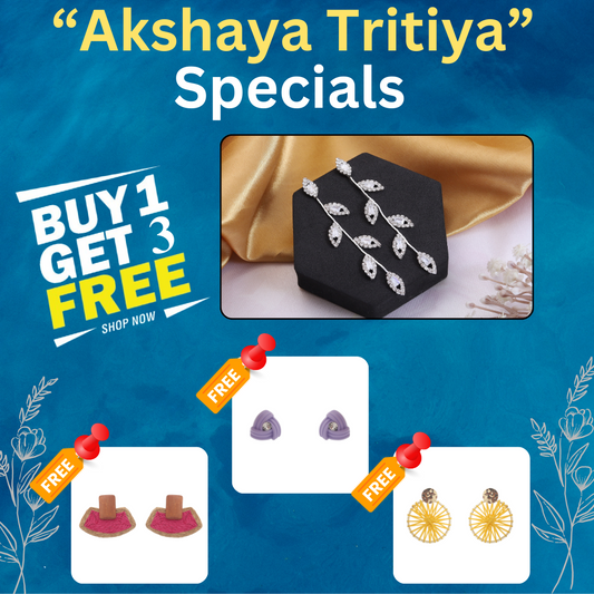 Buy 1 Leafy Diamond Vines Earrings & Get 3 Free ( Centerstone Triangle, Charmful Circle, Sunny Boho Earrings)