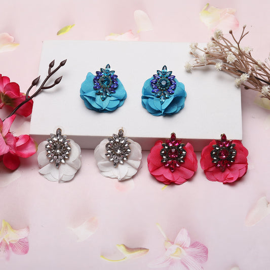 Gemstone Flower Petal Earrings