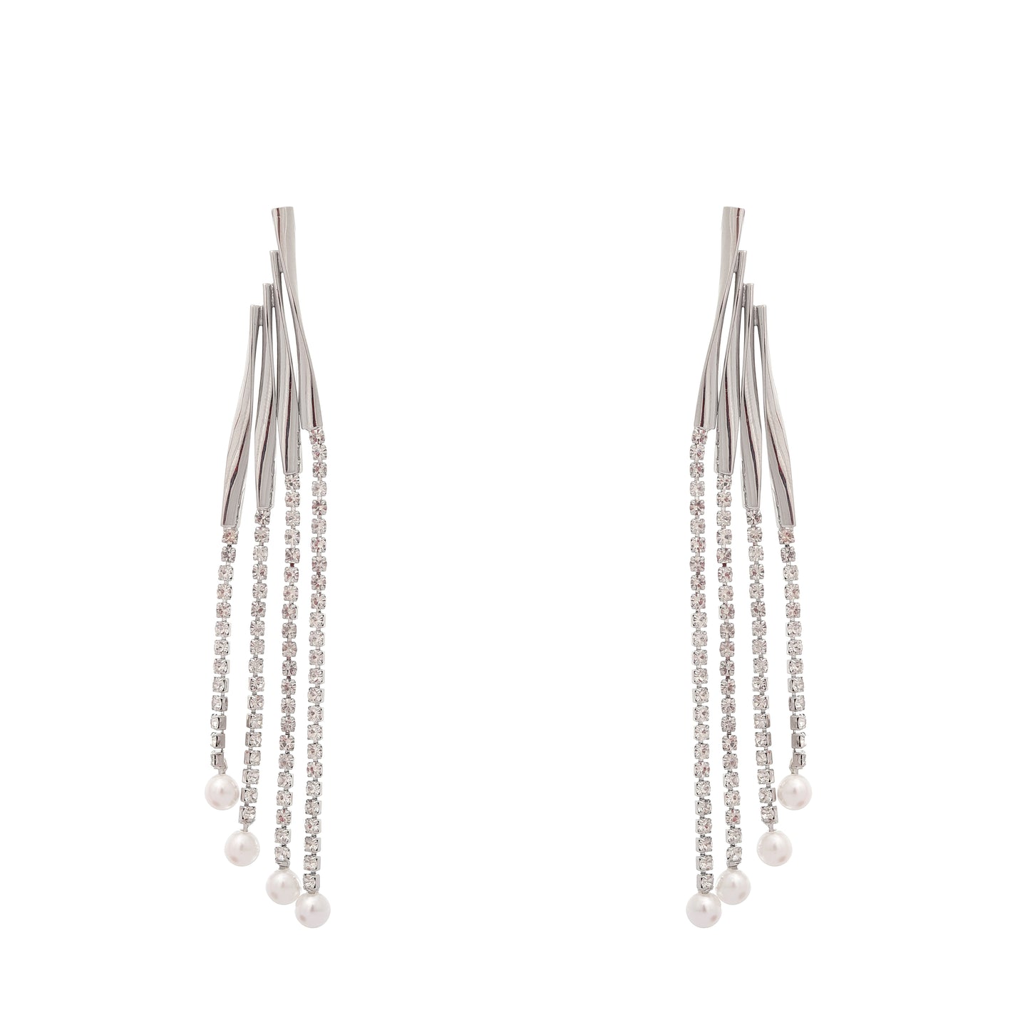 Rhinestone Pearl Dangler Earrings