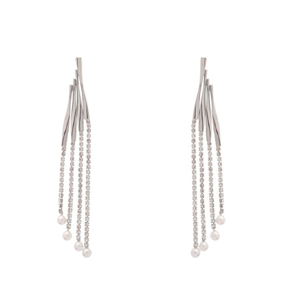 Rhinestone Pearl Dangler Earrings