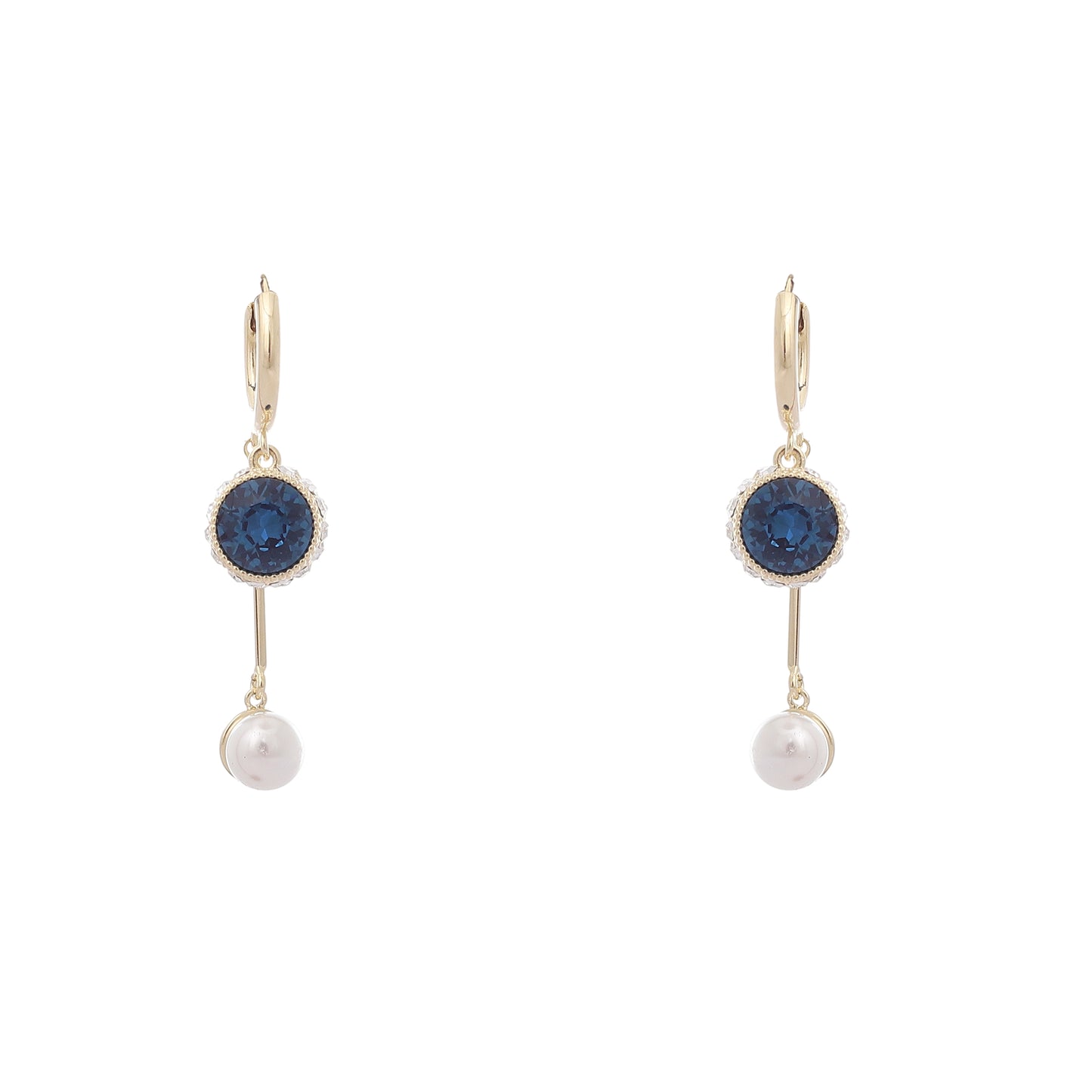 Blue Sapphire Pearl Drop Earrings