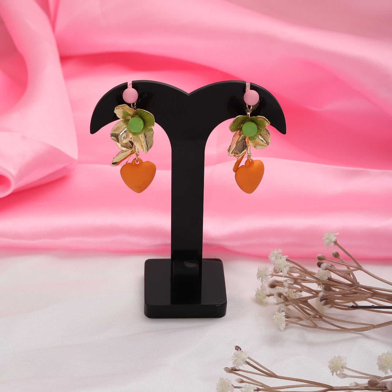 Tangerine Heart Earrings