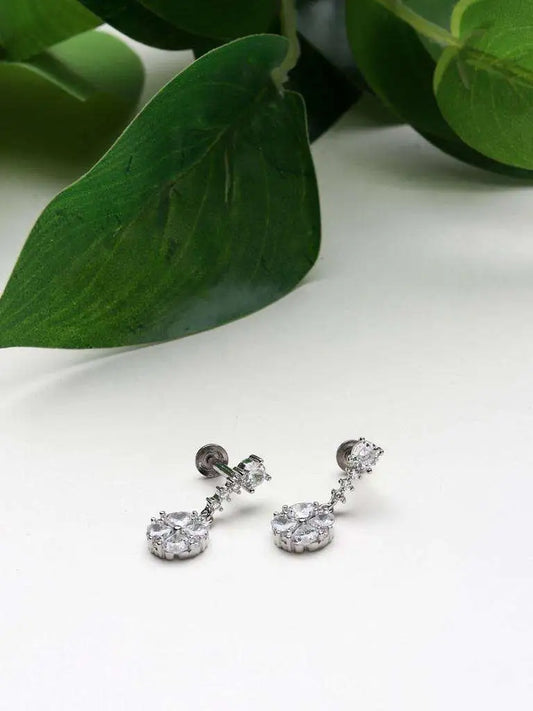 Silver Snowy Diamonds Earrings