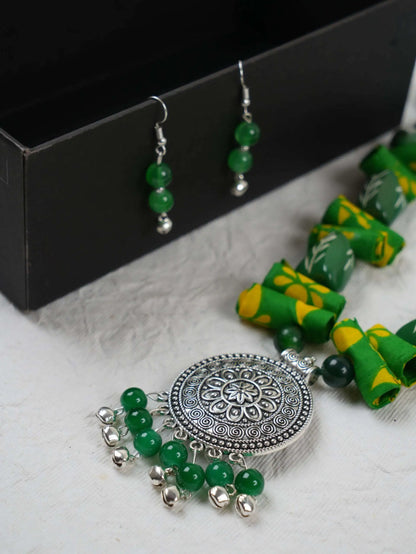 Yellow & Green Handmade Nacklace & Earrings
