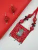Red Elephant Handmade Nacklace With Earrings