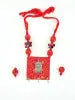 Red Elephant Handmade Nacklace With Earrings