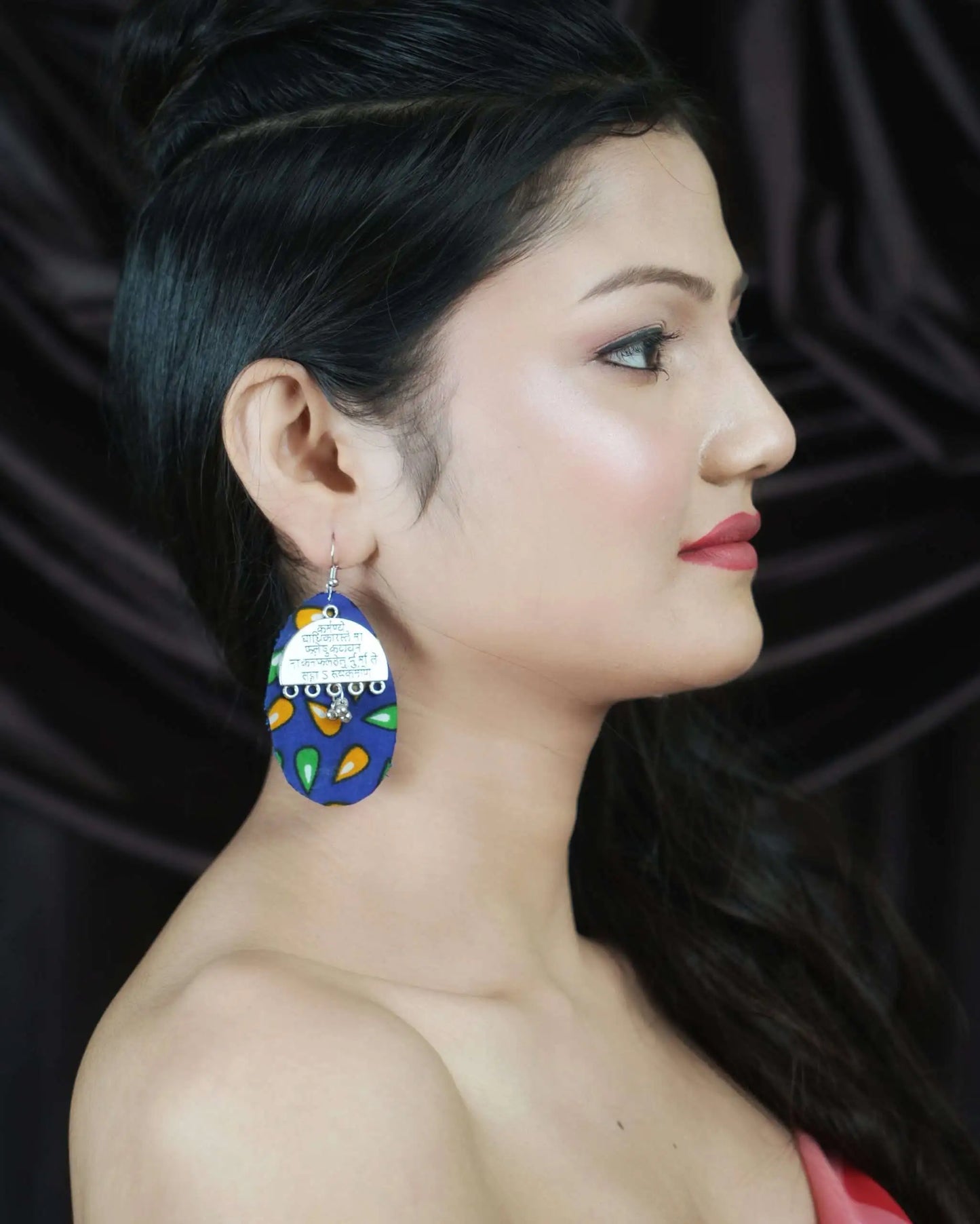 Blue Round Handmade Earrings