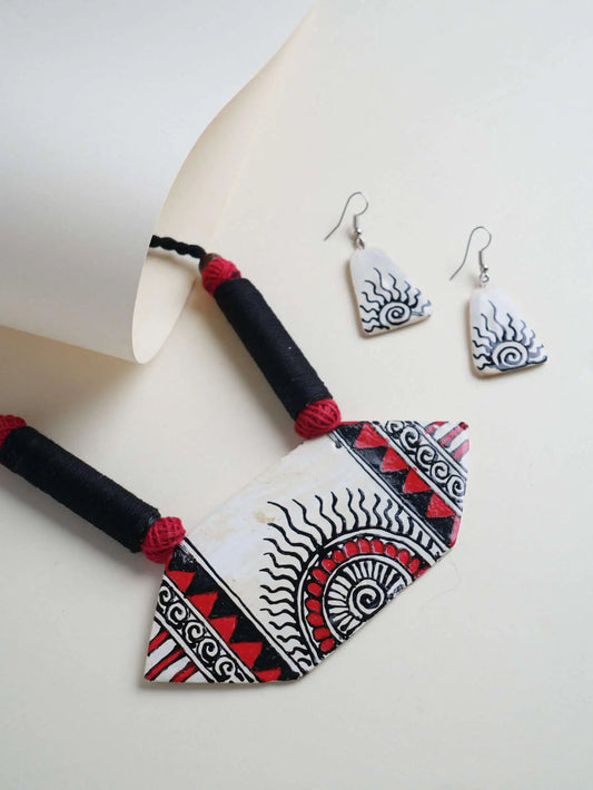 Sun Ceramic Handmade Nacklace With Earrings