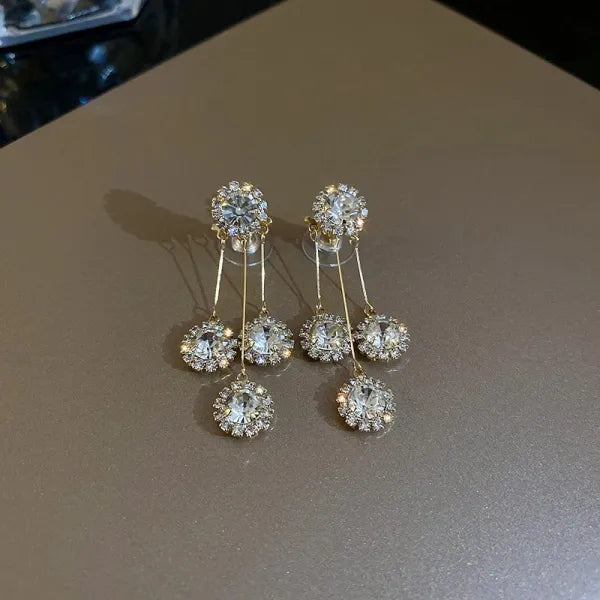 Gold Electroplated Premium And High Quality Zircon Crystal Drop Earrings