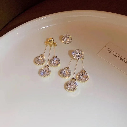 Gold Electroplated Premium And High Quality Zircon Crystal Drop Earrings