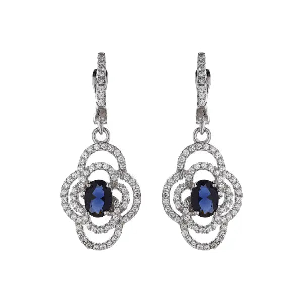 Silver Midnight Blue Stone Earrings