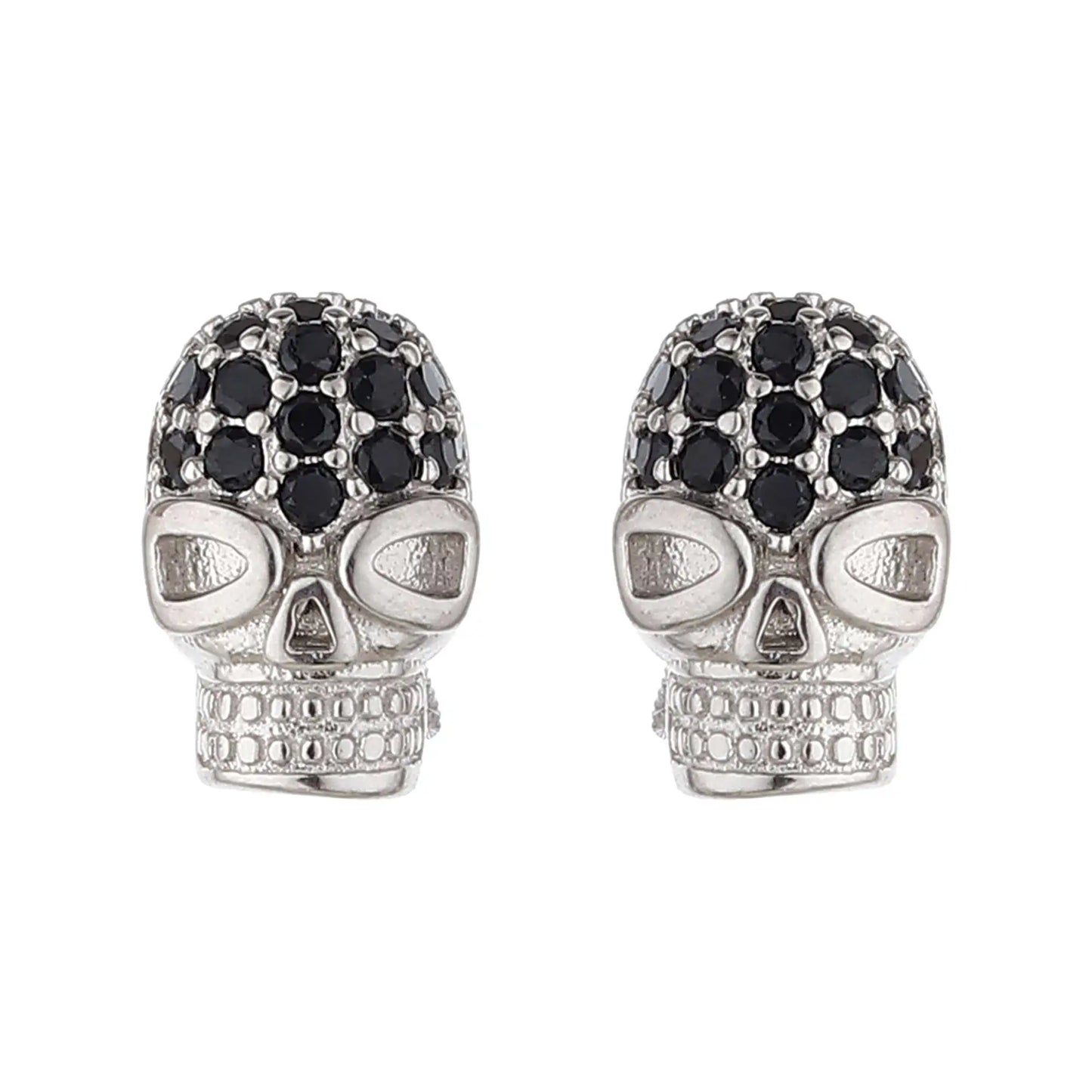 Skull Earrings with Black Rhinestones
