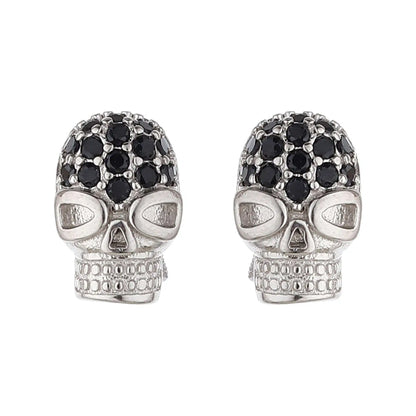 Skull Earrings with Black Rhinestones